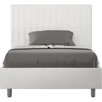 Ityhome - Lit 1 place et demi coffre rembourré 120x200 similicuir blanc Sunny