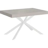 Ityhome - Table extensible 120/204x80 cm Plaker cachemire pieds blancs