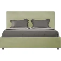 Ityhome - Lit coffre rembourré 160x210 microfibre vert Mika