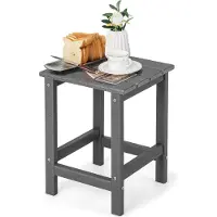 Costway Table d'appoint, Petite table de jardin en plastique résistant aux UV, table de balcon résistante aux intempéries, pour terrasse, balcon, jardin, 35,5 x 35,5 x 46,5 cm, Gris