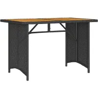 Syfax Table de jardin et dessus en bois noir 110x68x70 cm poly rotin