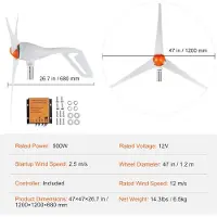 OEM Générateur éolien, sortie de puissance 500W, diamètre de roue 47 pouces, 12V 500W 3 pales