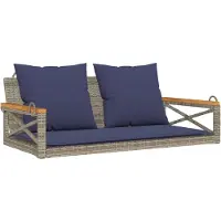 vidaXL Banc suspendu avec coussin Gris 109x62x40 cm Poly rotin