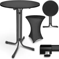 Tillvex Gastro Table haute pliante set de 2 - Ø60cm noir | Table de bistrot MONTEE FINITIVEMENT | Table pliante ronde - table de fête résistante aux intempéries | Table de jardin Indoor & Outdoor