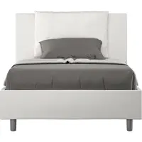 Ityhome - Lit 1 place et demi coffre rembourré 120x190 similicuir blanc Antea