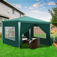 HENGDA Pavillon en tubes d'acier - Pavillon de terrasse, tente pour fumeurs et tente de réception en tubes d'acier pour le jardin Vert 3x3m
