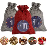 TolleTour Calendrier de l'Avent Sacs en tissu à remplir Calendrier de Noël Sacs de jouets