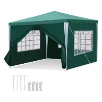 Yakimz Pavillon Tubes d'acier - Pavillon de terrasse, tente pour fumeurs et tente de réception en tubes d'acier pour le jardin Vert 3x3m