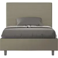Ityhome - Lit 1 place et demi coffre rembourré 120x210 similicuir cappuccino Focus