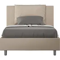 Ityhome - Lit 1 place et demi coffre rembourré 120x200 similicuir taupe Antea