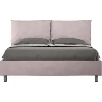 Ityhome - Lit coffre rembourré 160x210 microfibre lilas Antea