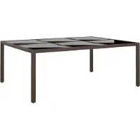 The Living Store Table de jardin avec plateau en verre brun 200x150x75 cm rotin