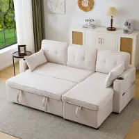 Youjia Canapé-lit avec fonction sommeil, canapé en L, fauteuil lounge avec espace de rangement, avec porte-gobelet, canapé-lit de salon, interchangeable à gauche et à droite,