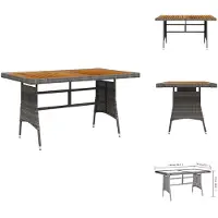 vidaXL Table de jardin Gris 130x70x72 cm Poly Rotin & Bois Massif Acacia - Tables de jardin