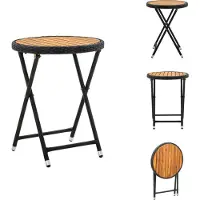 vidaXL Table d'appoint noire 60 cm Poly rotin et bois massif acacia - Tables de jardin
