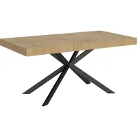 Ityhome - Table extensible 160/264x90 cm Plaker effet bois, chêne nature pieds anthracite