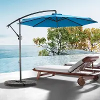 SUCCESS COURIER Parasol rectangulaire réversible étanche de 4,5 m pour l'extérieur, avec manivelle, pour jardins, cours intérieures, bleu, pied non inclus
