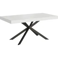 Ityhome - Table extensible 160/244x80 cm Plaker effet bois, frêne blanc pieds anthracite