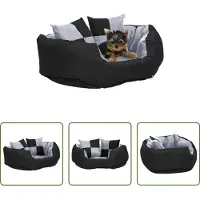 The Living Store Coussin pour chien réversible & lavable Gris et noir 65x50x20 cm