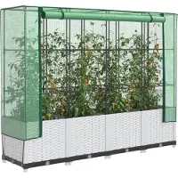 Prolenta Maison Exclusive - Potager surélevé avec serre intégrée aspect rotin 160x40x138 cm