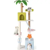 StarTech.com Arbre à chat - Arbre à grimper pour chats - 180 cm de haut - 5 niveaux - 2 niches - Troncs en sisal - Échelle/griffoir - En bois - Vert