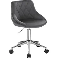 Markenlos Chaise de bureau - Gris foncé - Ergonomique - Velours - Sur roulettes - Réglable en hauteur