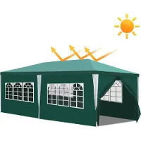 HENGDA Pavillon de jardin avec 3 panneaux latéraux amovibles portable étanche avec de grandes fenêtres et des tubes en spirale tente tente de fête , pour les fêtes mariages camping