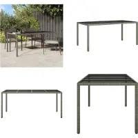 vidaXL Table de jardin Gris 190x90x75 cm Verre trempé et poly rotin - Table de jardin - Tables - Tables