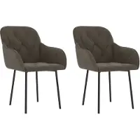 Syfax Chaises à manger lot de 2 Gris foncé Velours