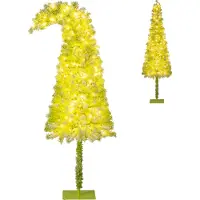 Costway Sapin de Noël artificiel 180cm avec neige, pointe flexible, LEDs blanc chaud & 8 modes, Sapin de Noël Artificiel Noël
