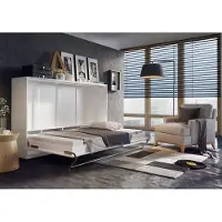 Homlando Lit mural lit armoire CONCEPT PRO CP-04 Horizontal 140x200 BLANC MATT Lit mural pliant, lit armoire pliant, armoire avec lit pliant intégré, lit fonctionnel avec sommier à lattes inclus