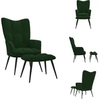 vidaXL Fauteuil relax avec pouf vert foncé velours - fauteuil