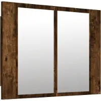 Syfax Armoire à miroir LED Chêne fumé 60x12x45 cm Bois d'ingénierie