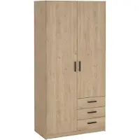 Dmora Sultani - Armoire 2 Portes, 99x200h cm Chêne Marron, 4 Étagères