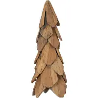 Syfax Sapin de Noël avec support Marron 51 cm Bois de teck solide