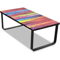 Syfax Table basse avec impression d'arc-en-ciel Dessus en verre