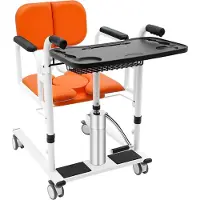 OEM Fauteuil de transfert pour patient, mécanisme de levage hydraulique, dossier inclinable à 180°, orange
