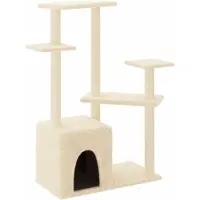 Syfax Arbre à chat avec griffoirs en sisal crème 107,5 cm
