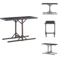 vidaXL Table de jardin marron 110×53×72 cm verre et poly rotin - Tables de jardin