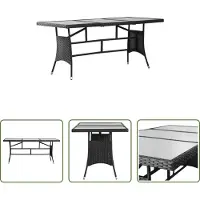 The Living Store Table de jardin noire 170x80x74 cm Poly rotin