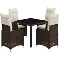 Syfax Ensemble de bistro de jardin 5 pcs coussins marron poly rotin
