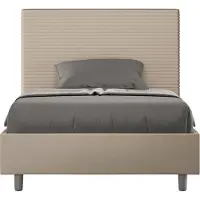 Ityhome - Lit 1 place et demi coffre rembourré 120x190 similicuir taupe Focus