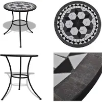 vidaXL Table de bistrot noir et blanc 60 cm Mosaïque - Table - Tables - Table de jardin