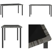 vidaXL Table de jardin Gris 140x70x73 cm Poly Rotin - Table de jardin - Tables - Tables