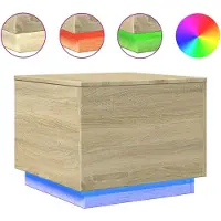 Syfax Table basse avec lumières LED chêne sonoma 50x50x40 cm