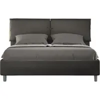 Ityhome - Lit coffre rembourré 160x200 microfibre gris Mados