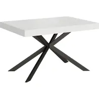 Ityhome - Table extensible 140/400x90 cm Plaker effet bois, frêne blanc pieds anthracite