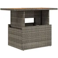 Syfax Table de jardin gris 100x55x73 cm résine tressée et bois acacia