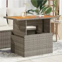 Prolenta Maison Exclusive - Table de jardin grise 100x55x73 cm en polyrotin et bois d'acacia