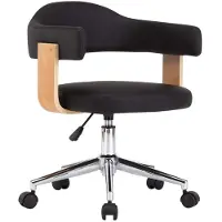 Syfax Chaise pivotante de bureau Noir Bois courbé et similicuir